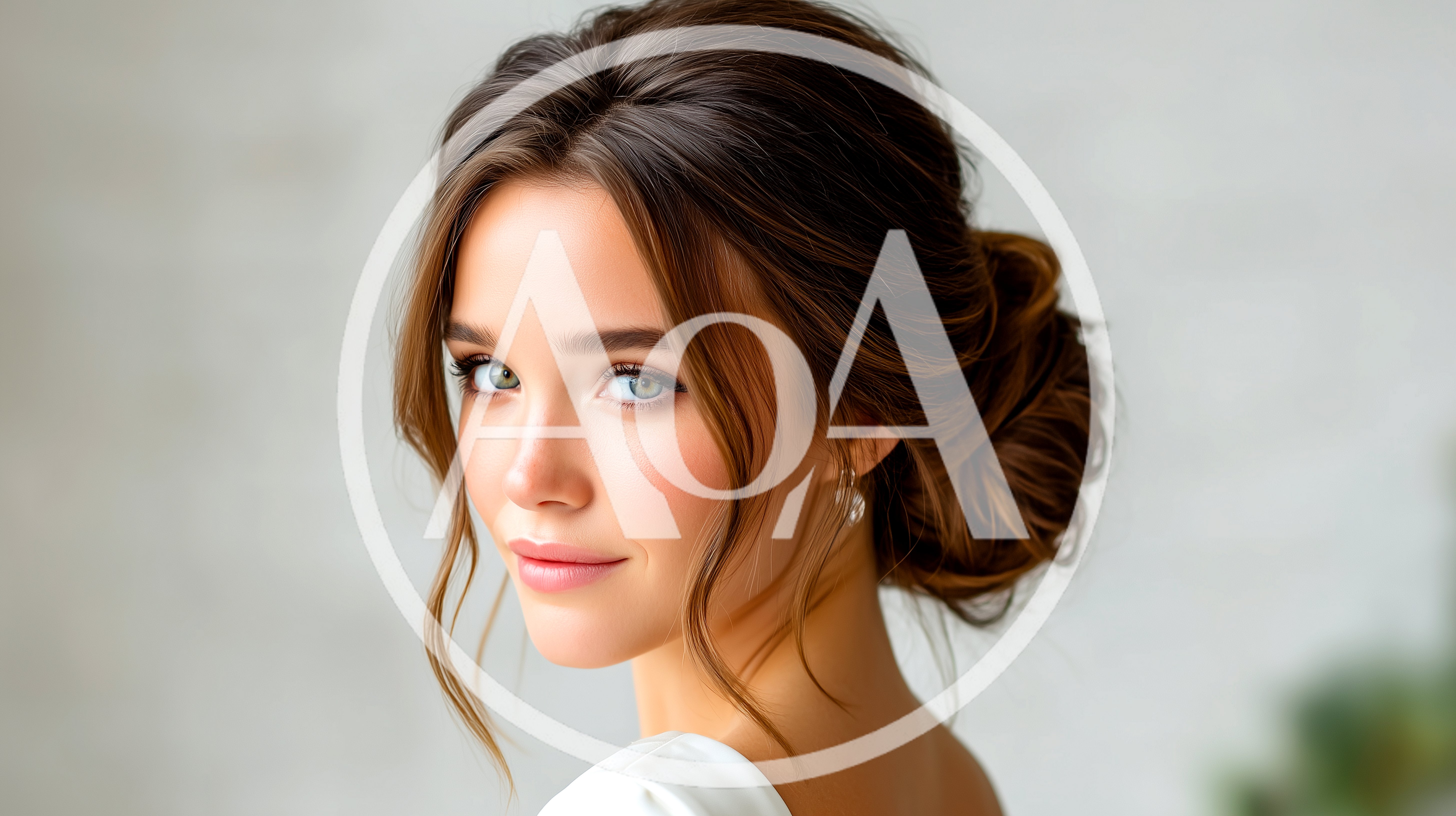 Portrait Of A Beautiful Woman With Elegant Updo Hairstyle