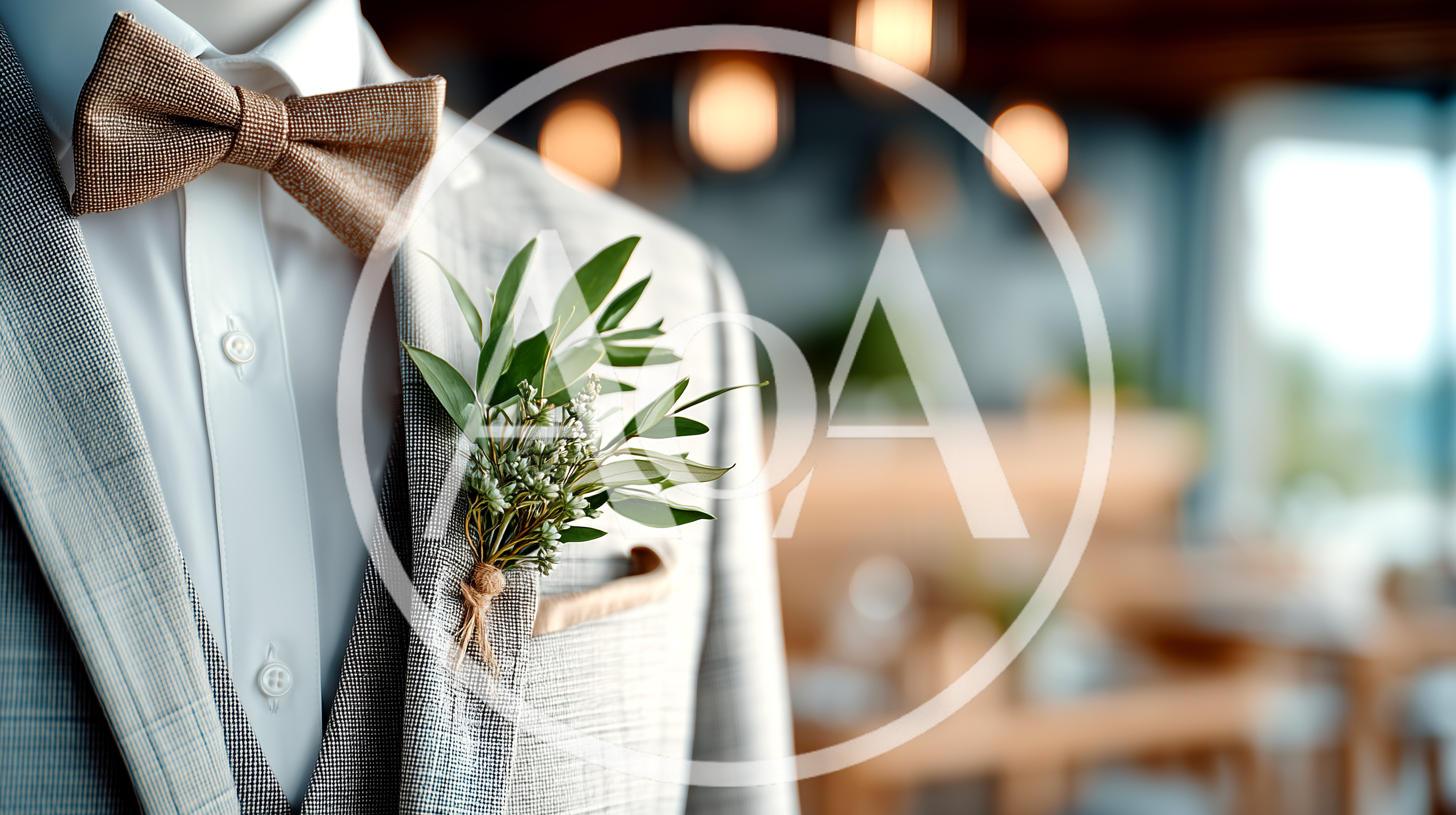 Groom Suit With Bow Tie And Floral Boutonniere