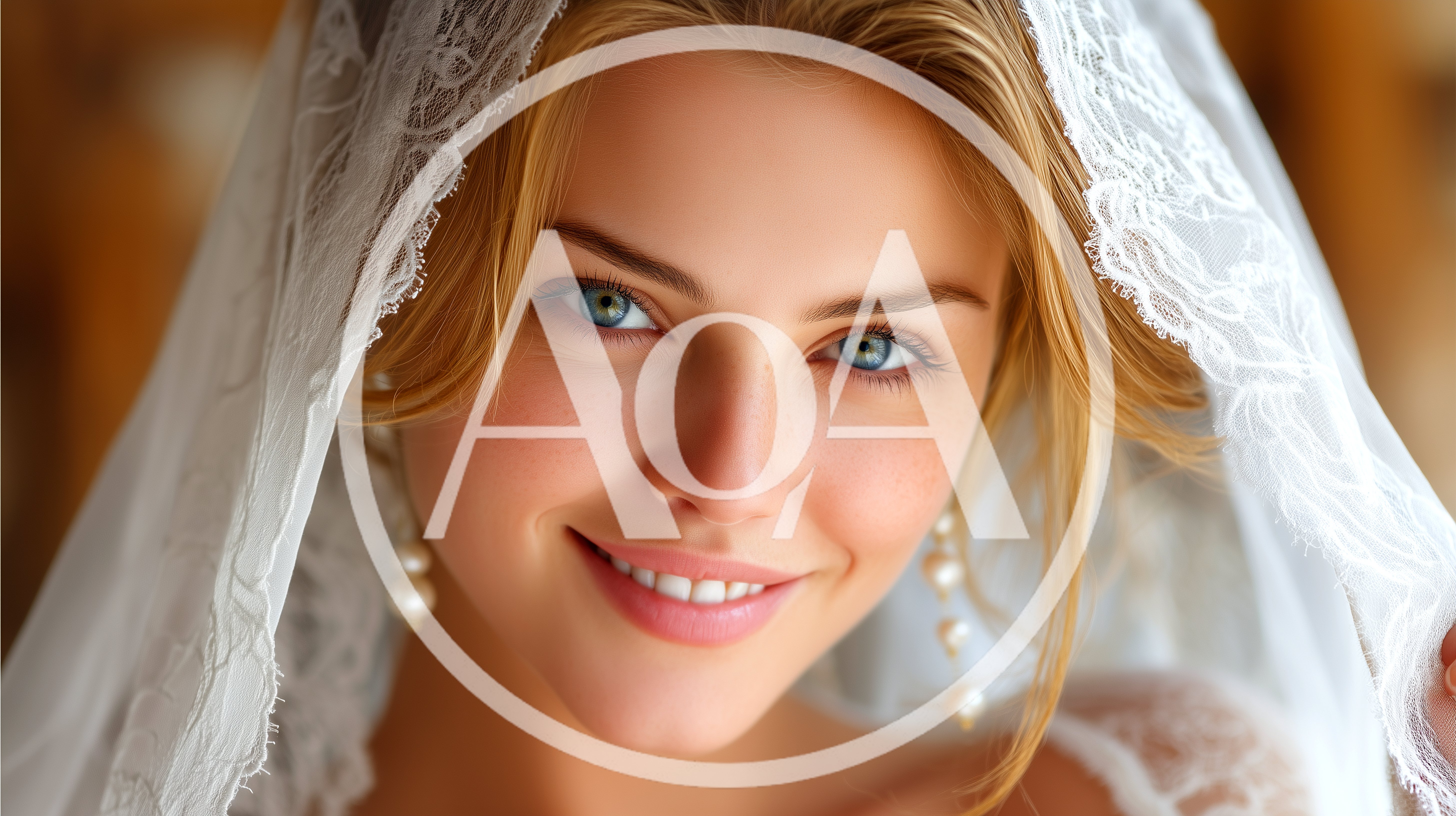 Beautiful Blonde Bride Wearing A Delicate Lace Veil