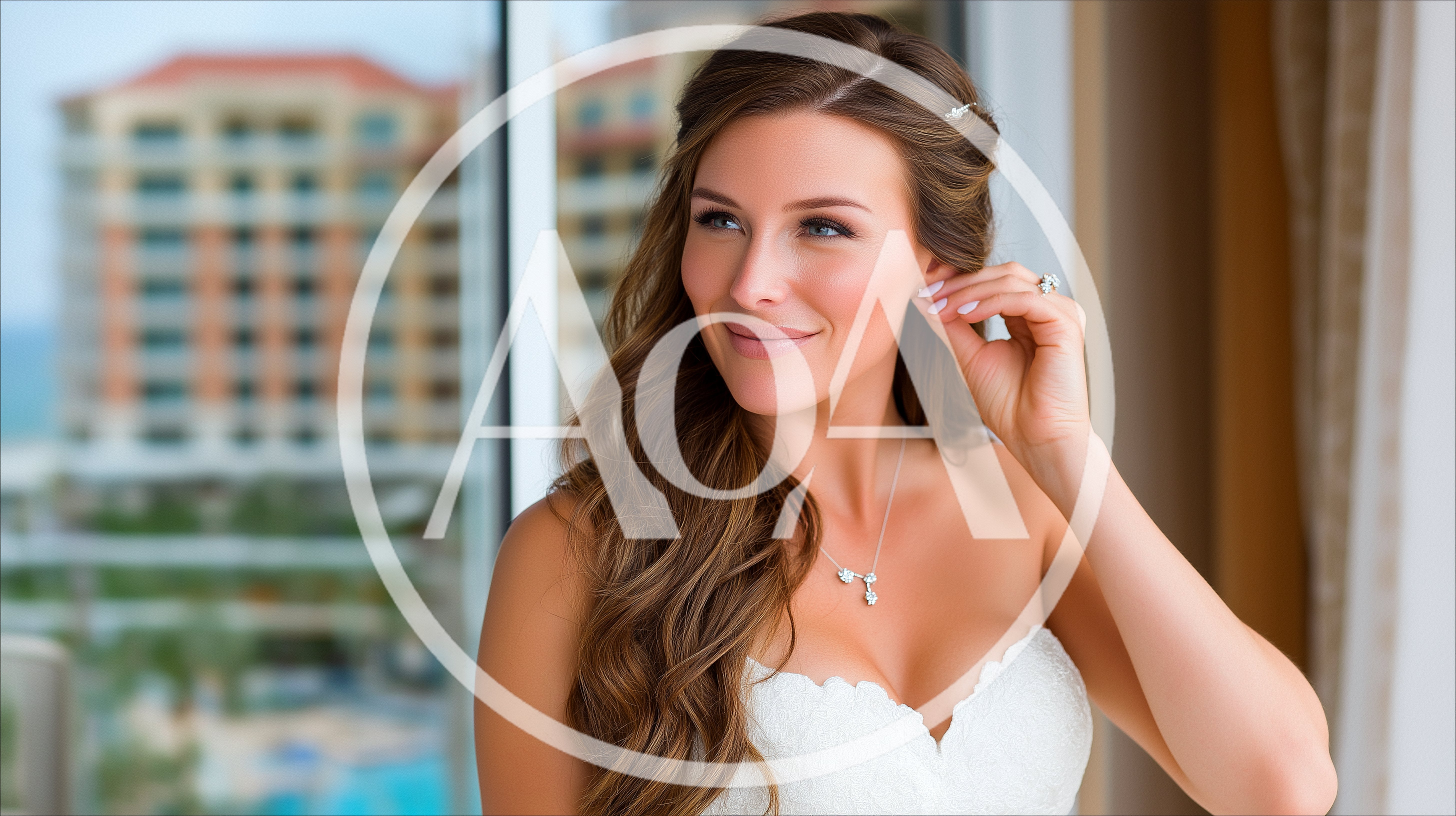 Beautiful Bride Adjusting Her Earring Near A Window