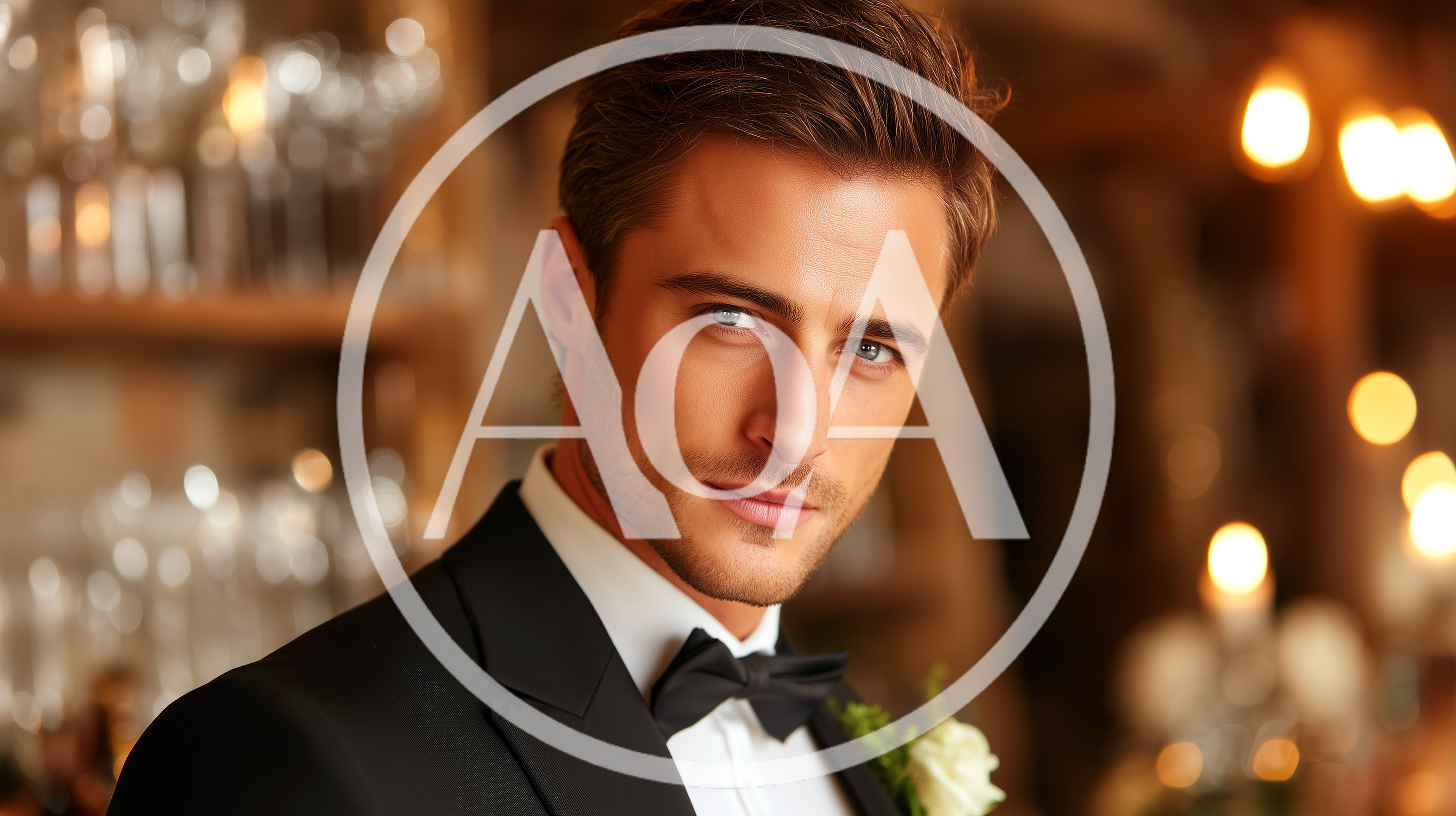 Handsome Groom In Tuxedo Looking At Camera