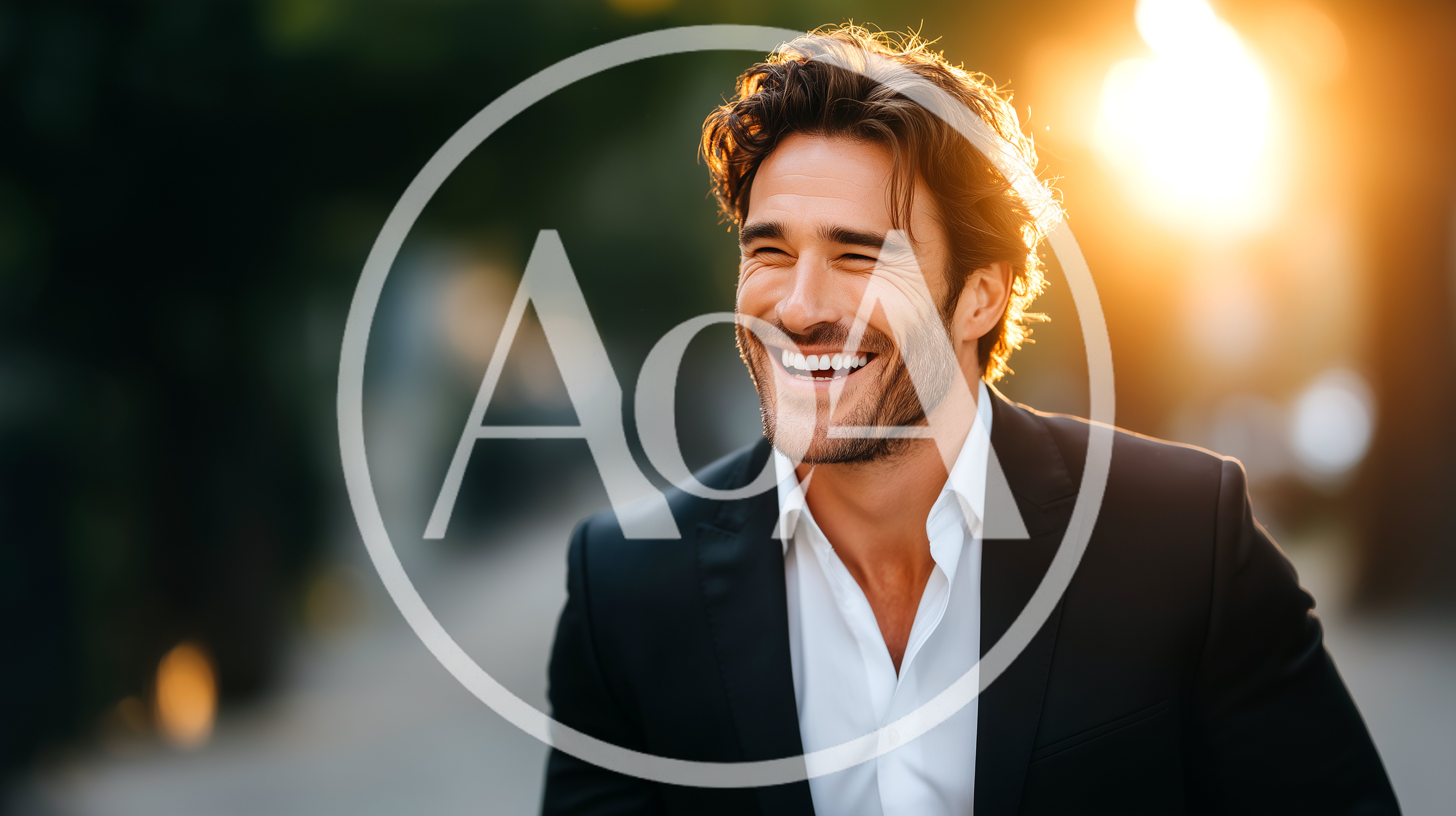 Handsome Man Smiling In A Suit Outdoors