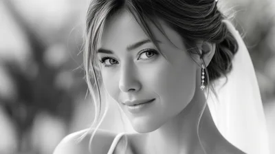 Portrait Of A Beautiful Bride In Black And White