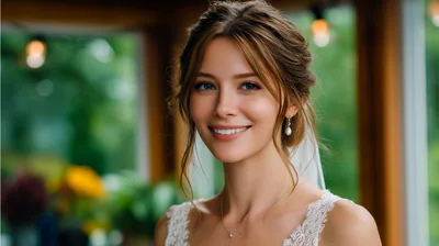 Portrait Of A Beautiful Bride Smiling