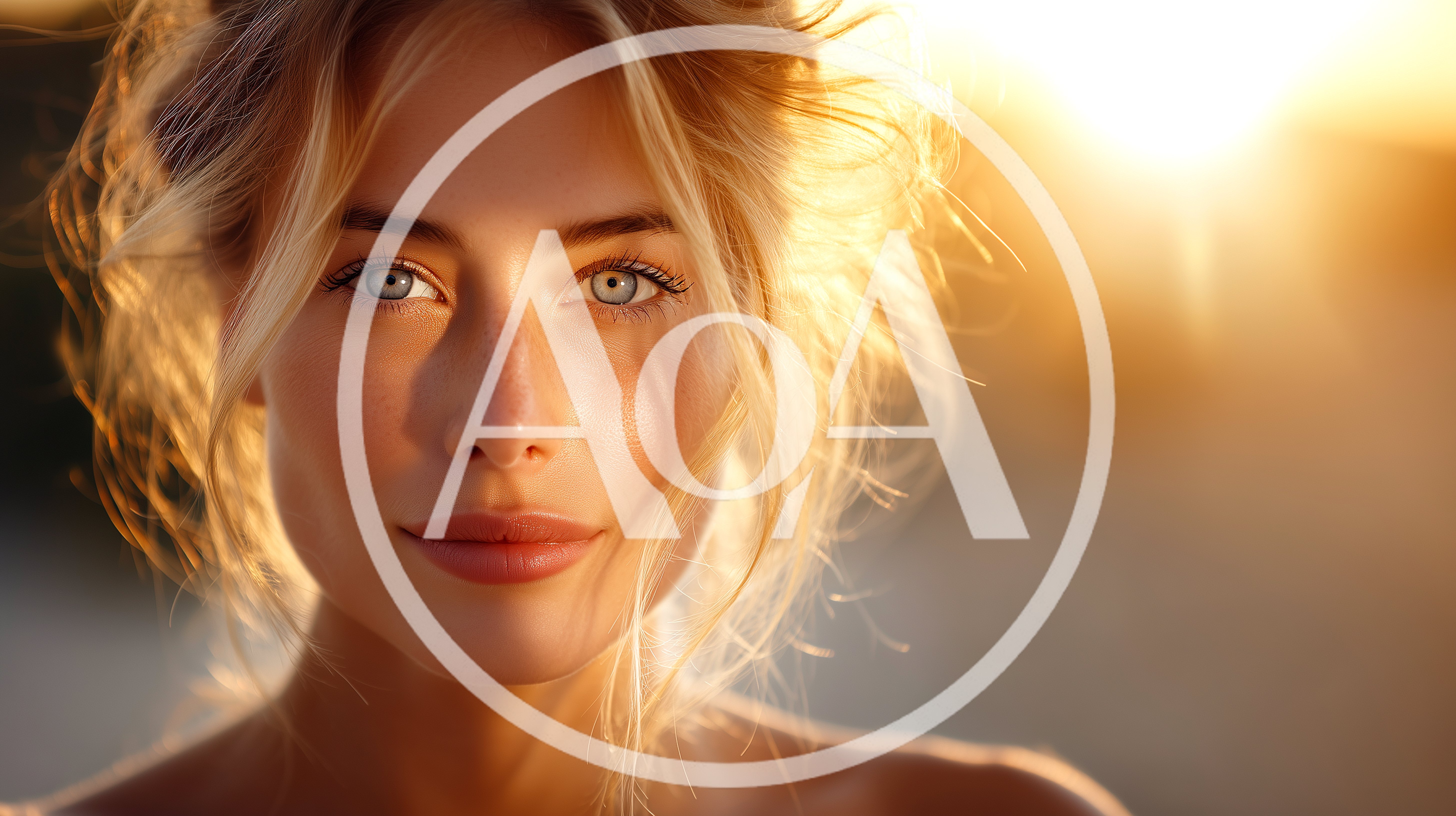Portrait Of A Beautiful Blonde Woman At Sunset