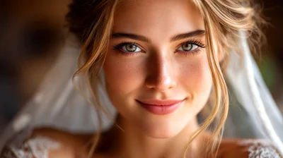 Close Up Portrait Of A Beautiful Young Bride