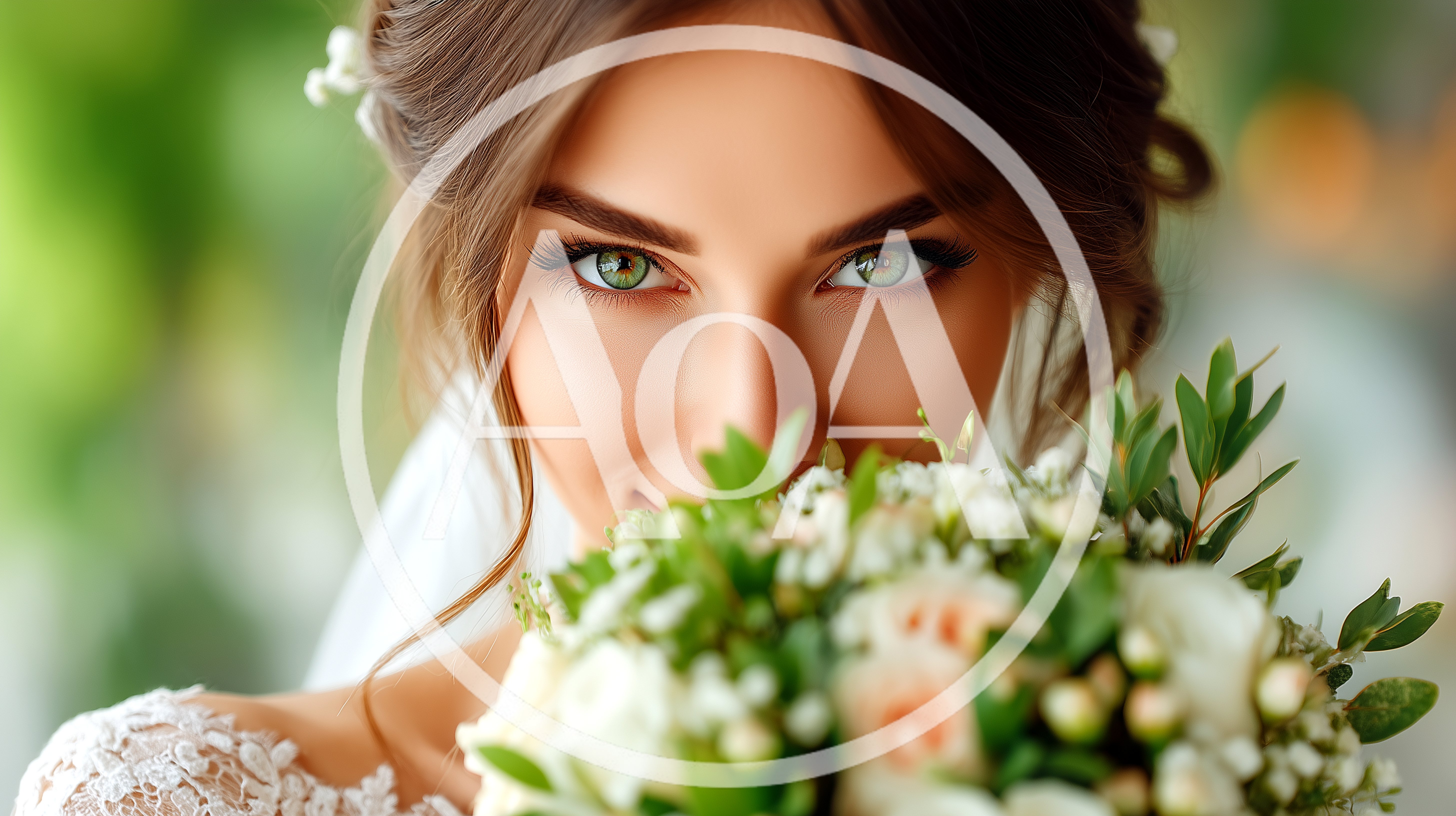 Beautiful Bride Holding A Floral Wedding Bouquet