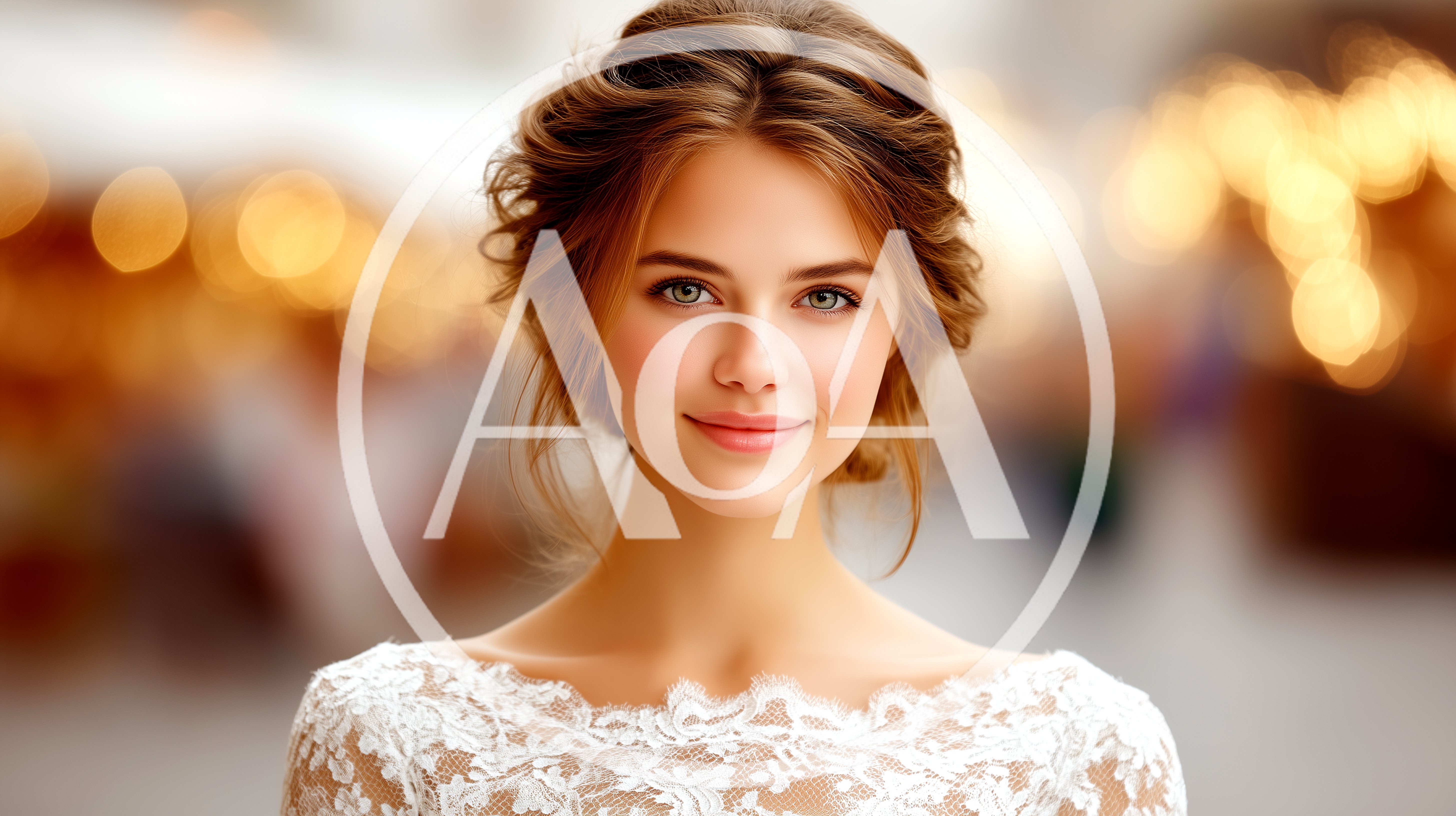 Portrait Of A Beautiful Young Bride In Lace Dress