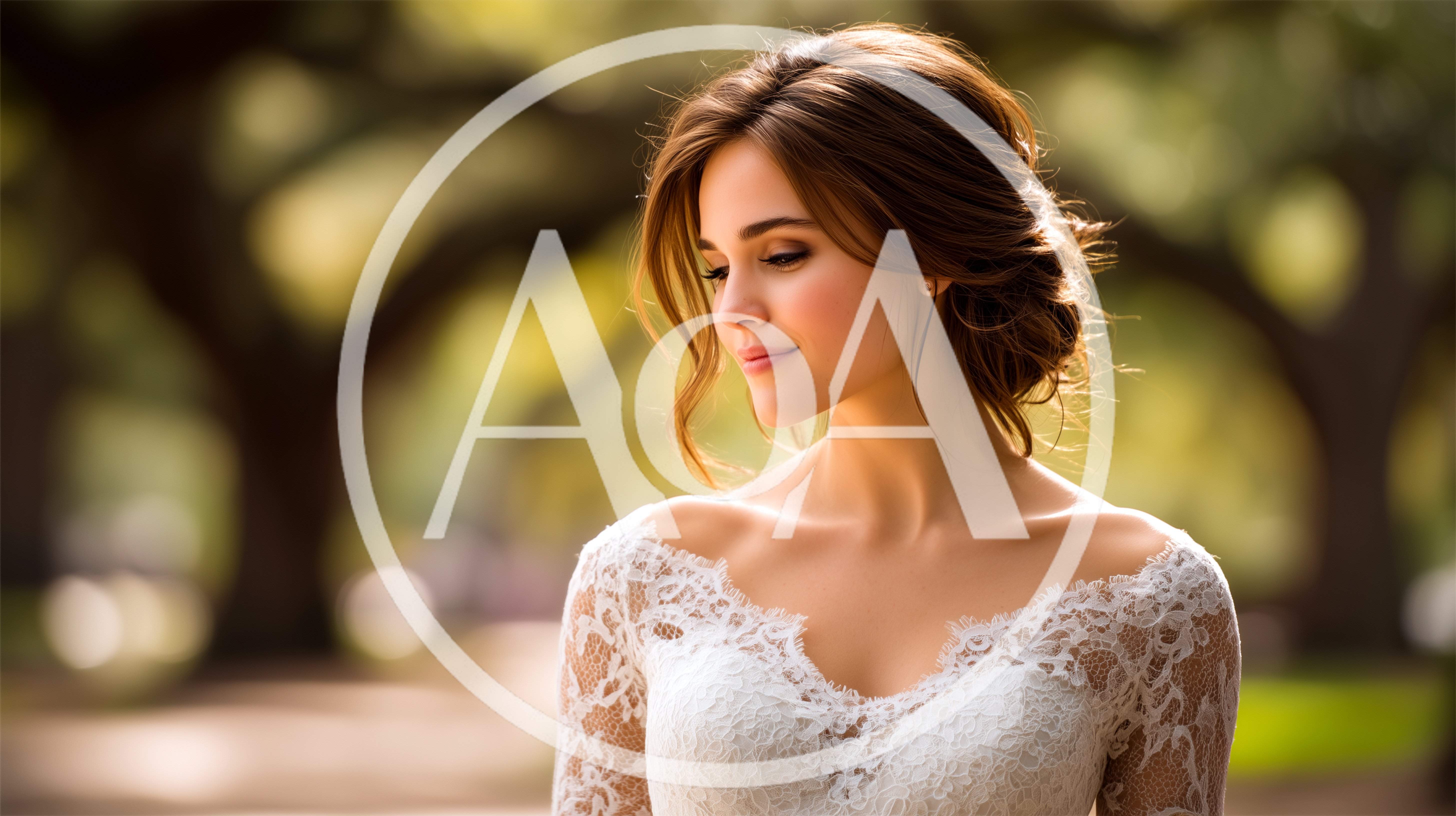 Beautiful Bride With Elegant Updo In Lace Wedding Dress