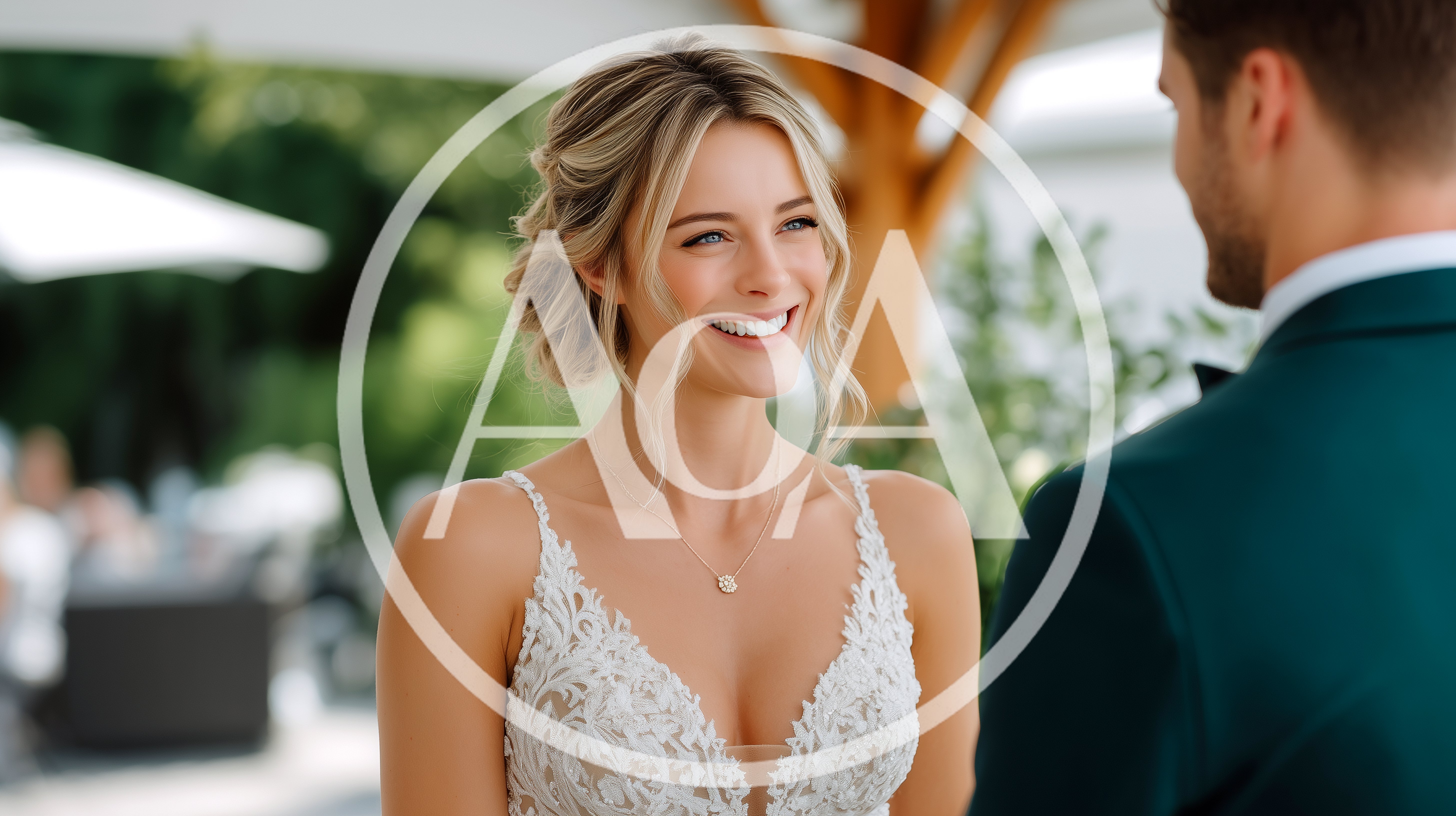 Happy Bride Looking At Groom During Wedding Ceremony