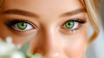 Close Up Portrait Of A Woman With Green Eyes