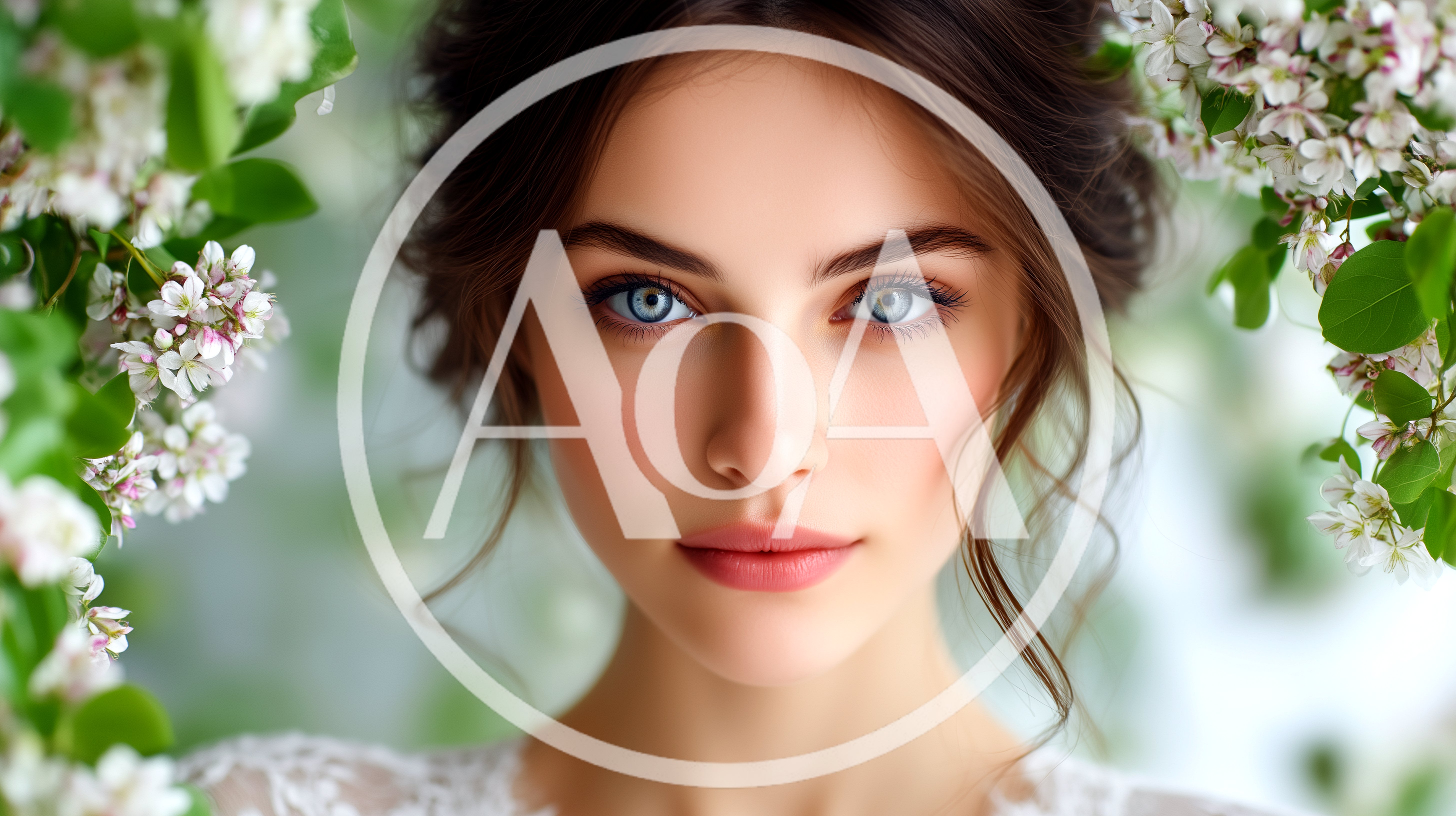 Portrait Of A Beautiful Young Bride Surrounded By Flowers