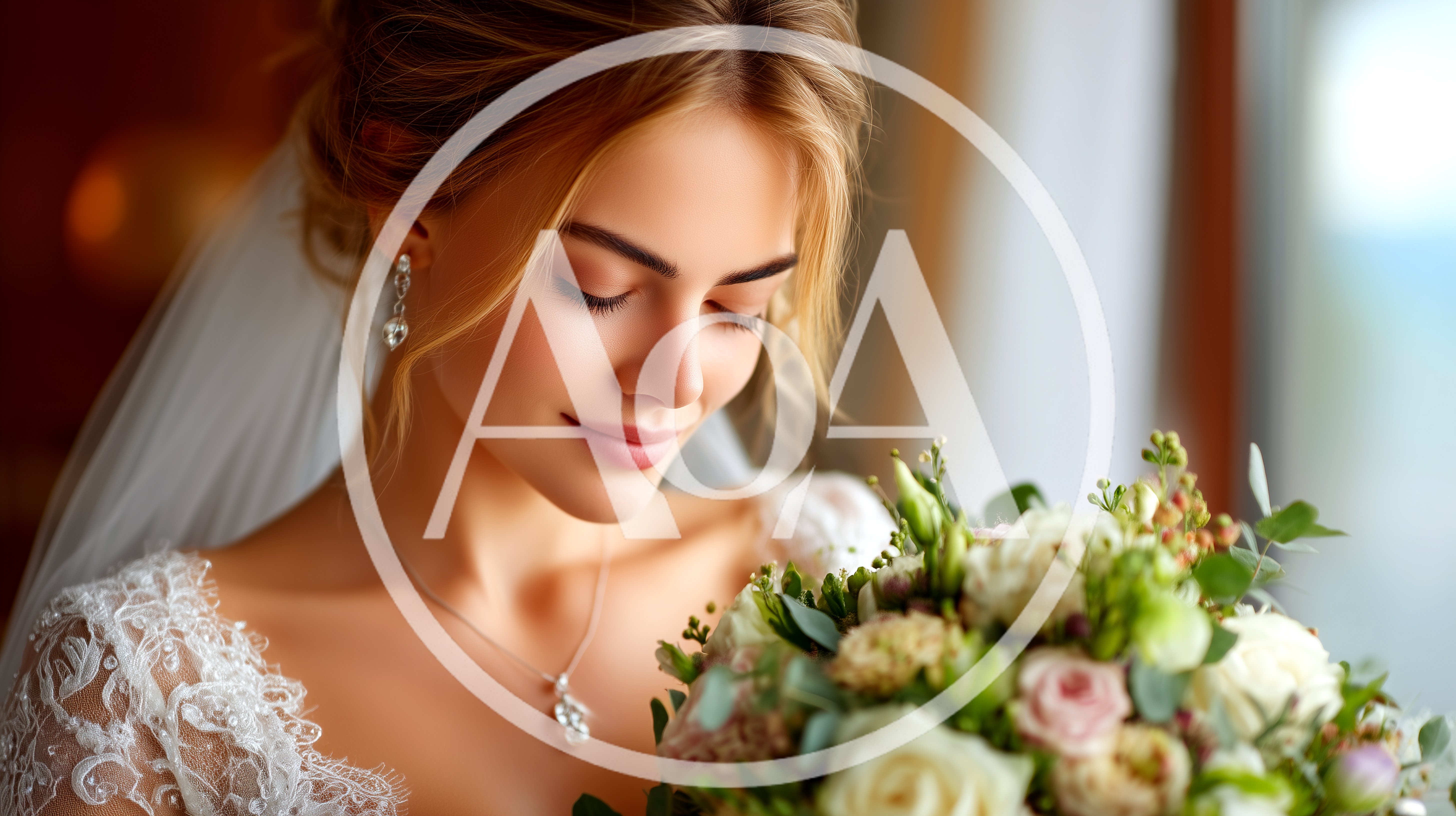 Beautiful Bride Holding A Floral Wedding Bouquet