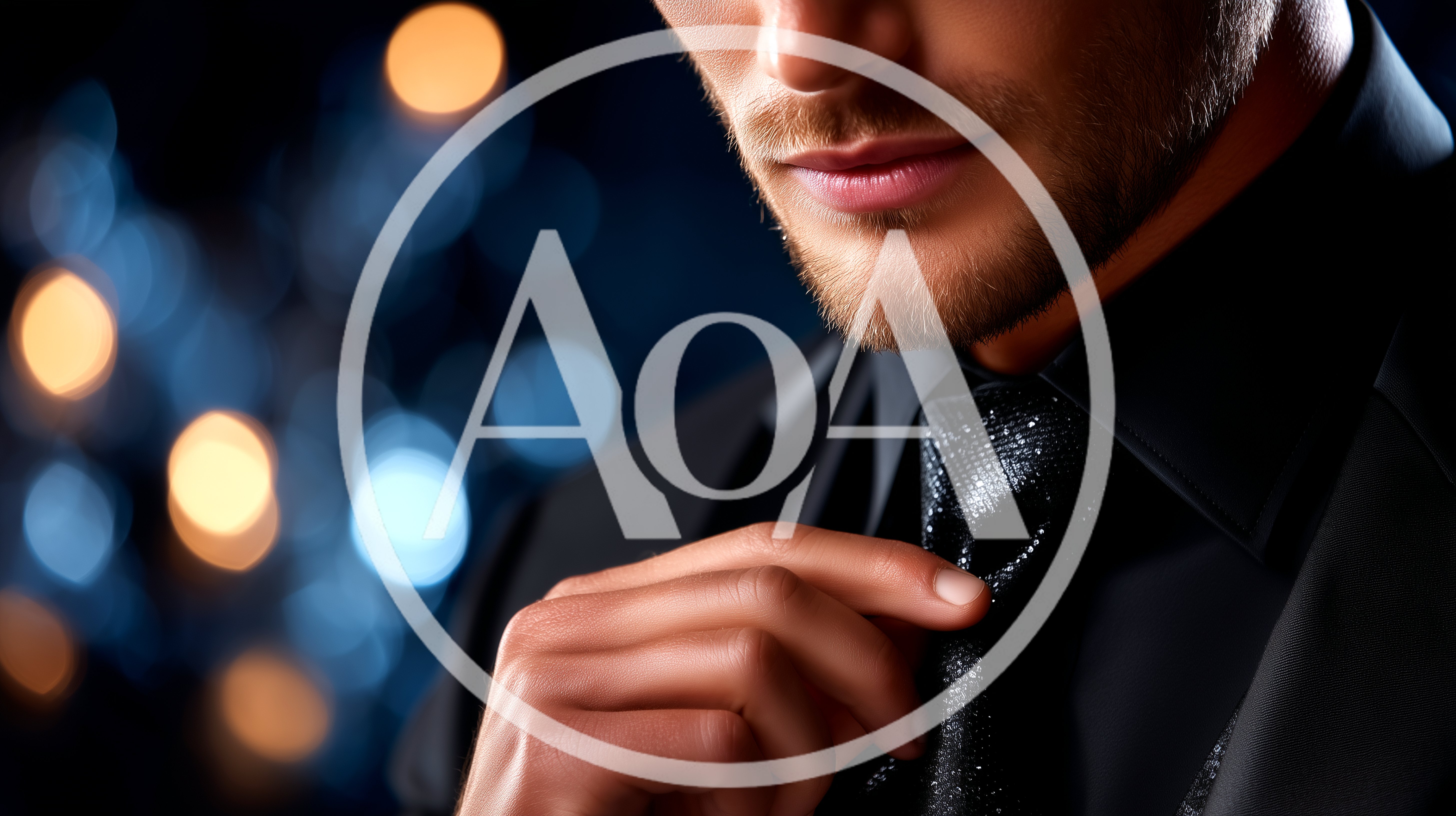 Elegant Man Adjusting His Black Necktie