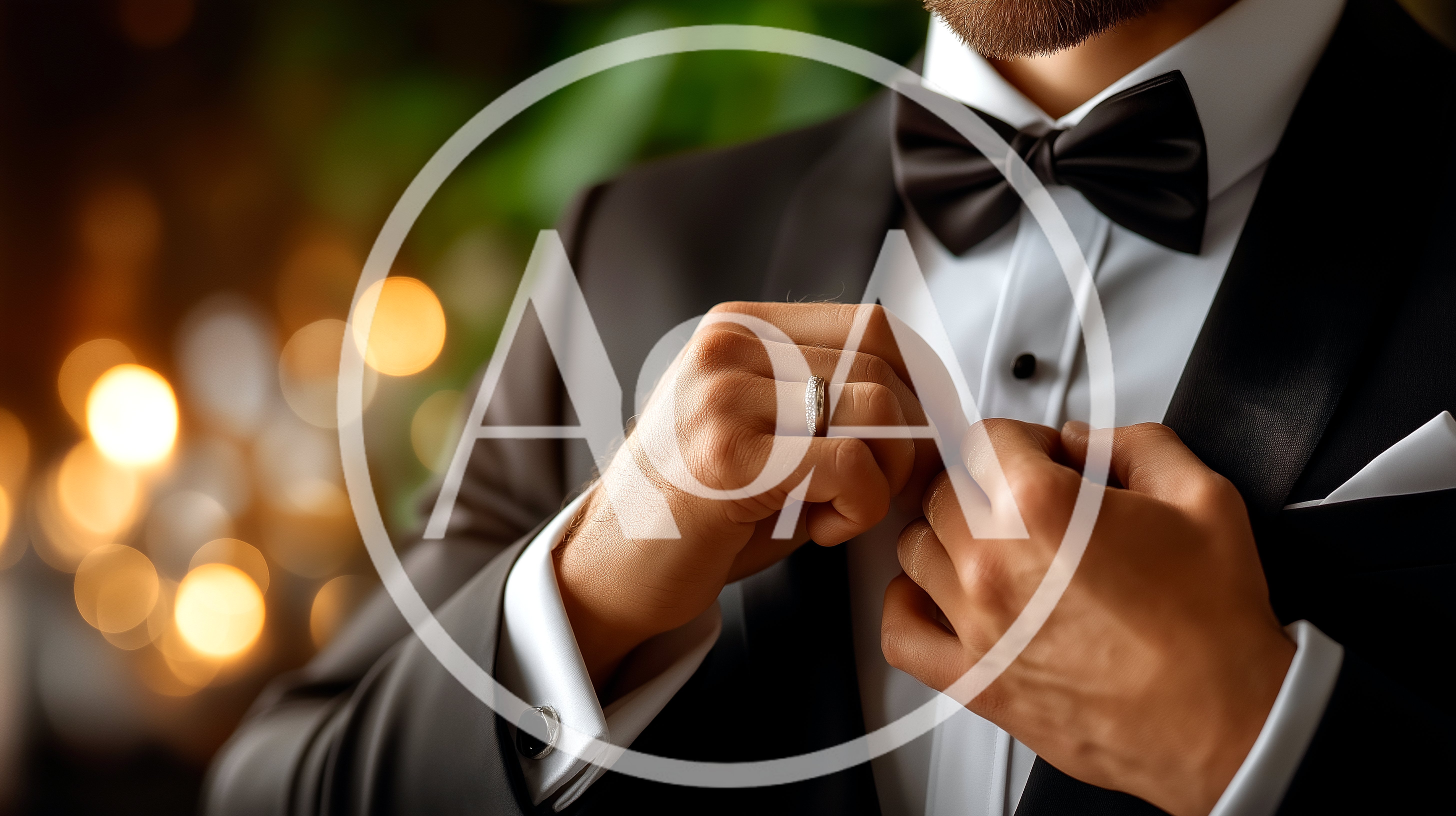 Groom Adjusting His Tuxedo Jacket Before Wedding Ceremony