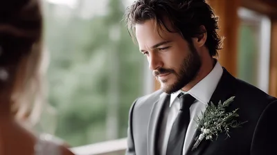 Groom Looking Lovingly At Bride During Wedding Ceremony