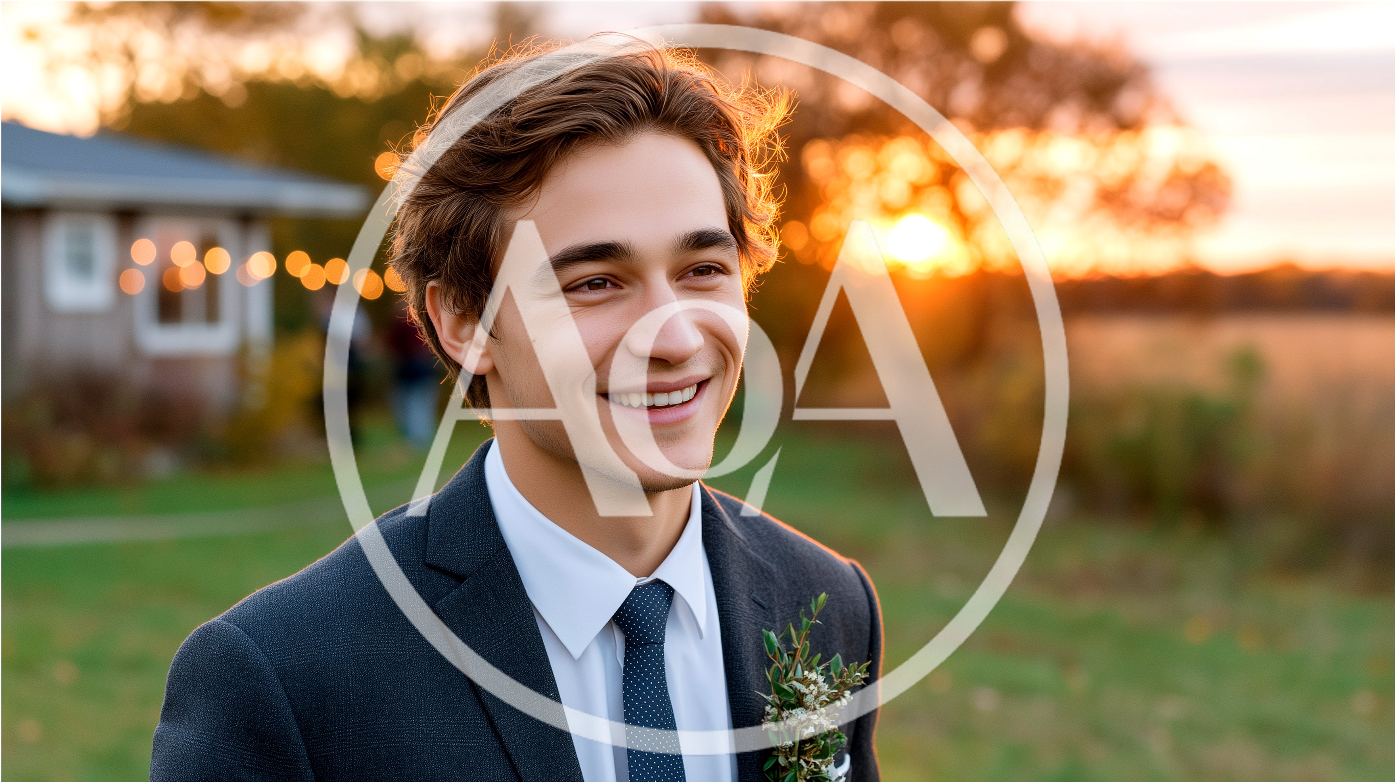 Young Man Smiling In A Suit At Sunset