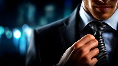 Professional Businessman Adjusting His Necktie In Formal Attire