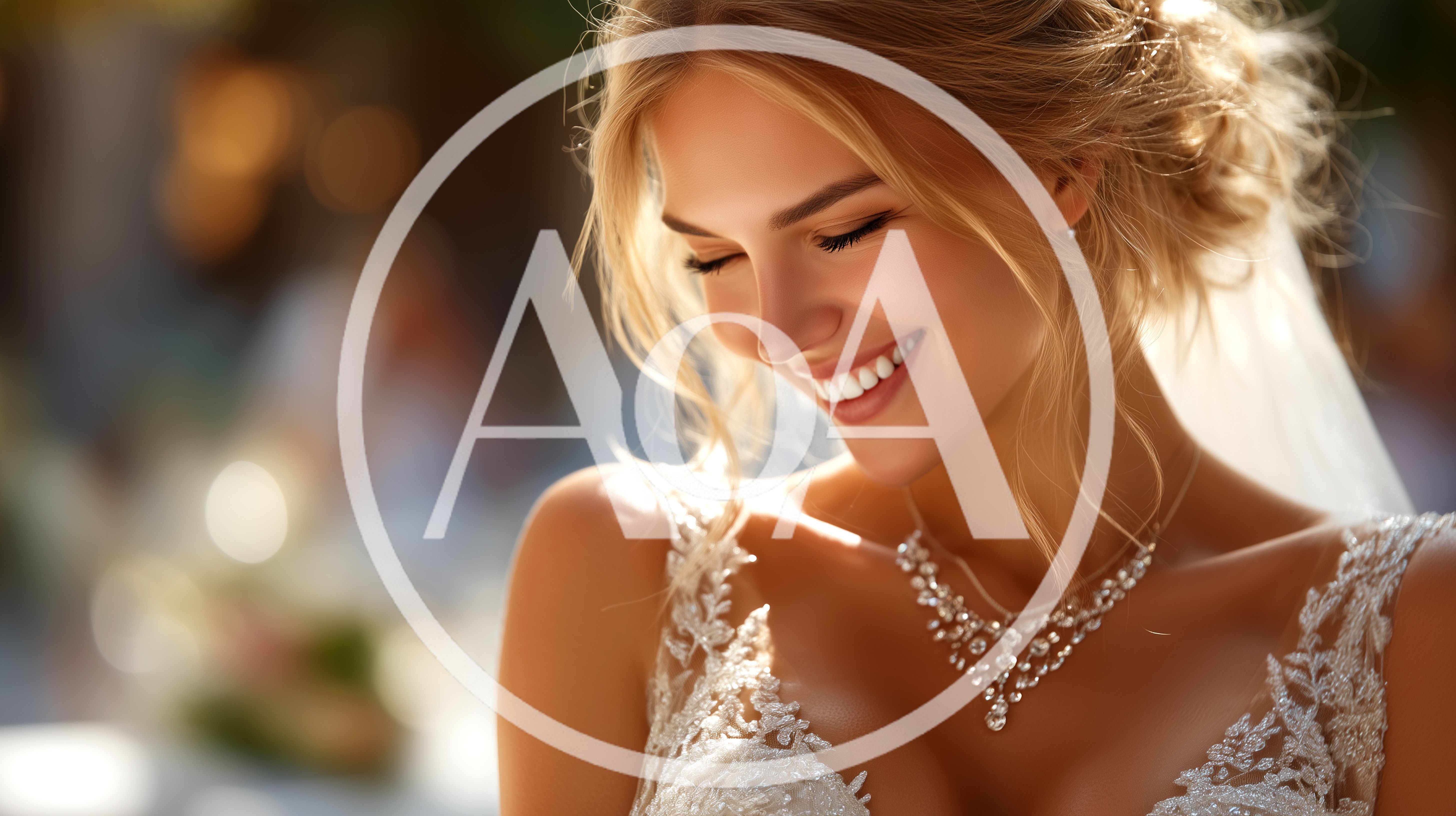Radiant Bride Smiling In Elegant Wedding Dress