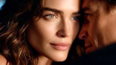 Close Up Portrait Of An Intimate Couple
