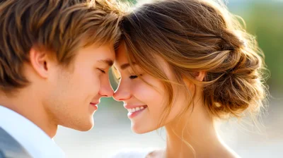 Romantic Couple Touching Foreheads In A Tender Moment
