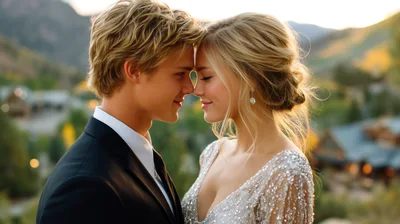 Young Couple Sharing An Intimate Moment At Sunset