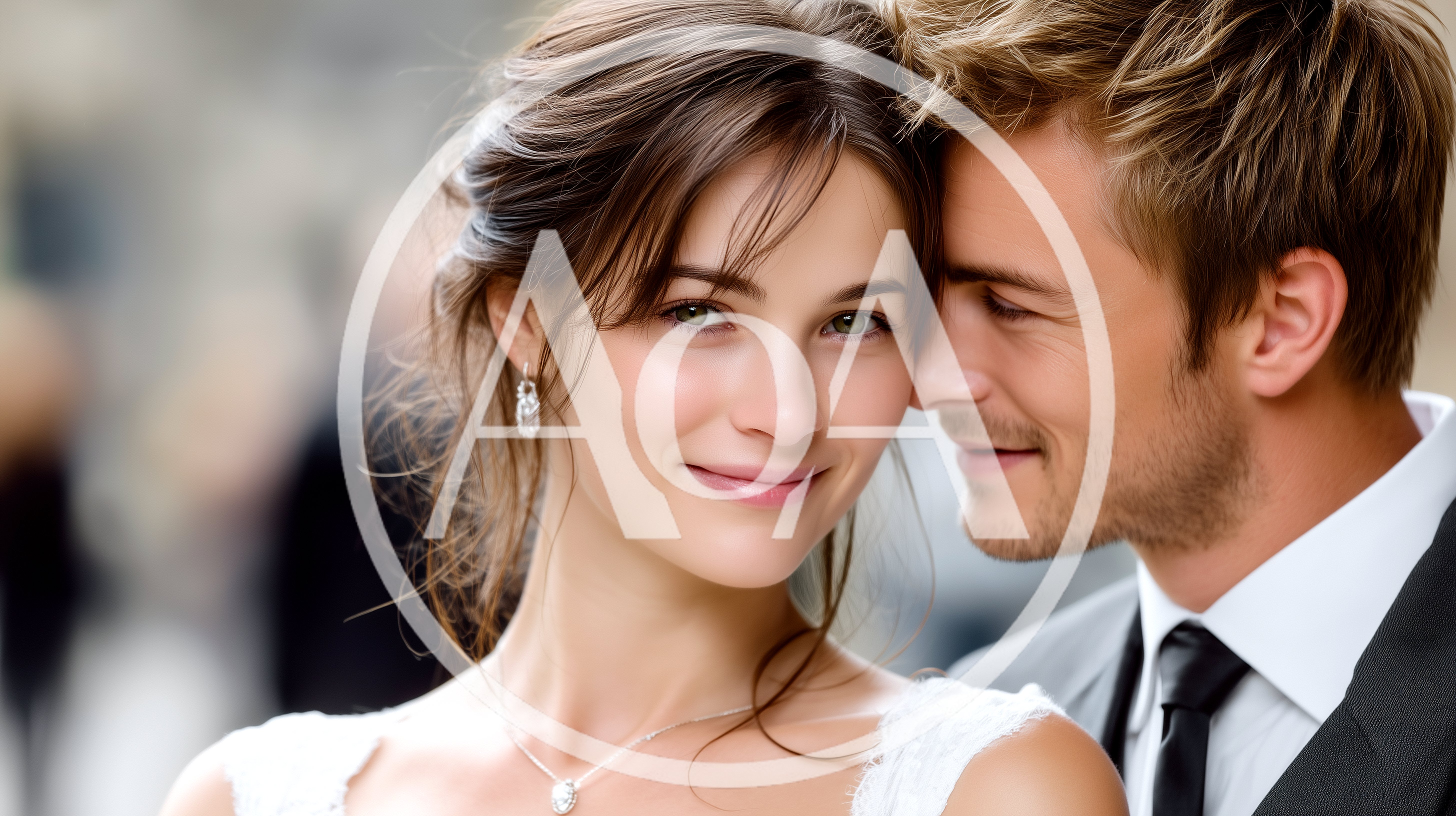 Happy Newlywed Couple Embracing During Wedding Day
