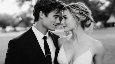 Romantic Newlywed Couple Gazing Lovingly At Each Other