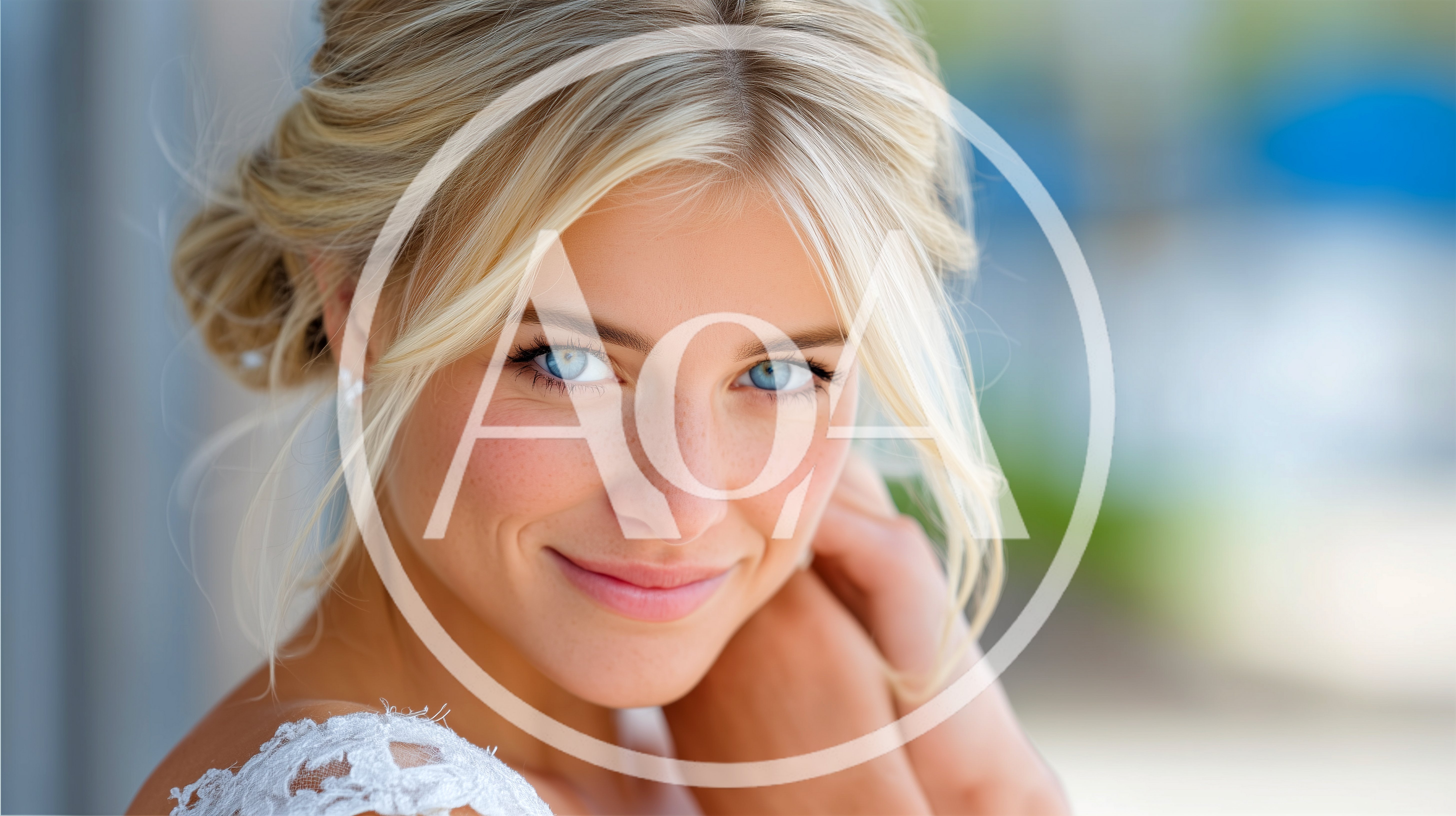 Portrait Of A Beautiful Blonde Bride Smiling