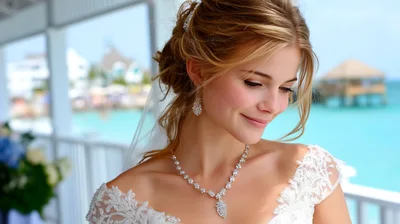 Beautiful Bride Smiling On Tropical Wedding Day