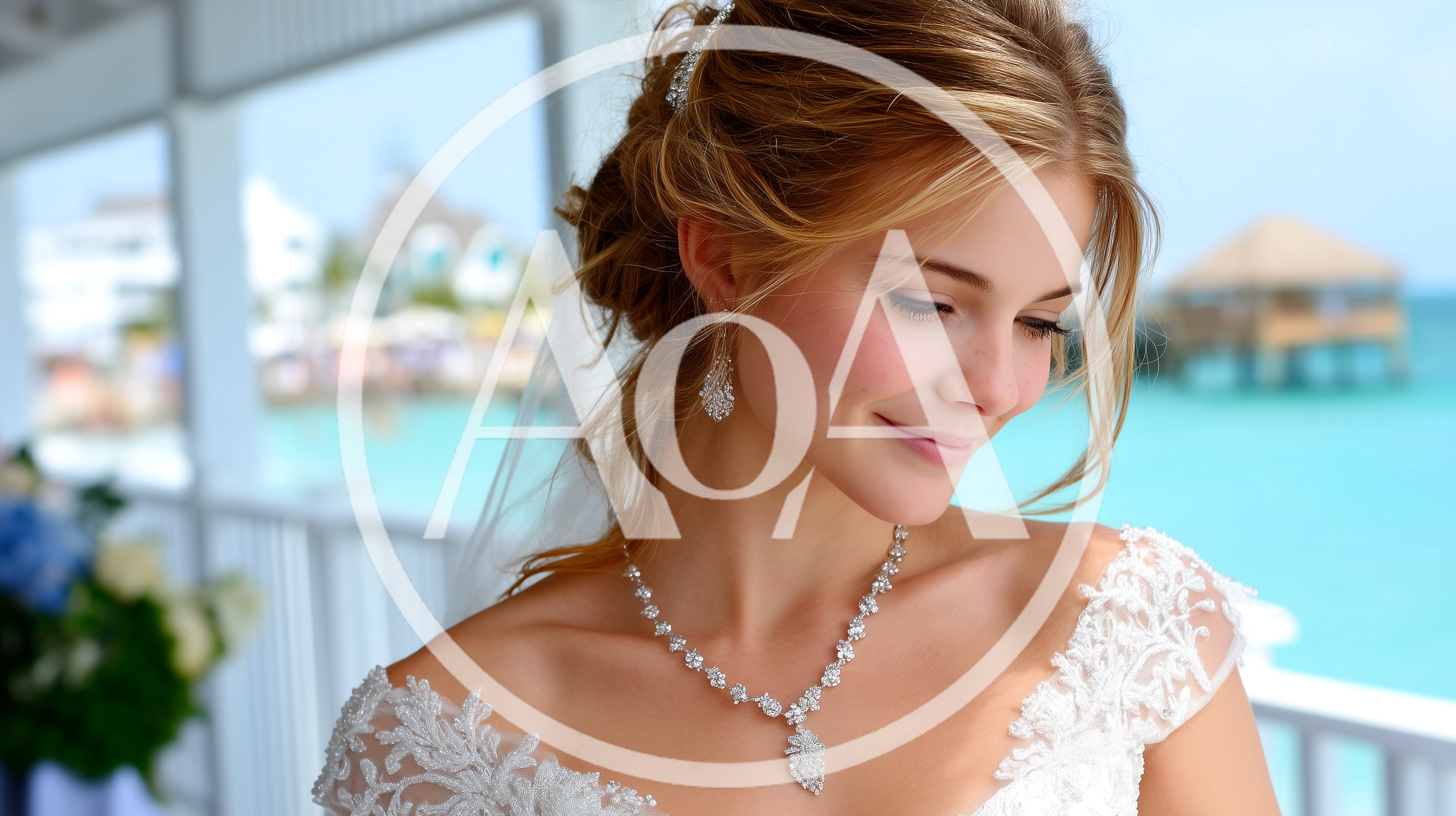 Beautiful Bride Smiling On Tropical Wedding Day