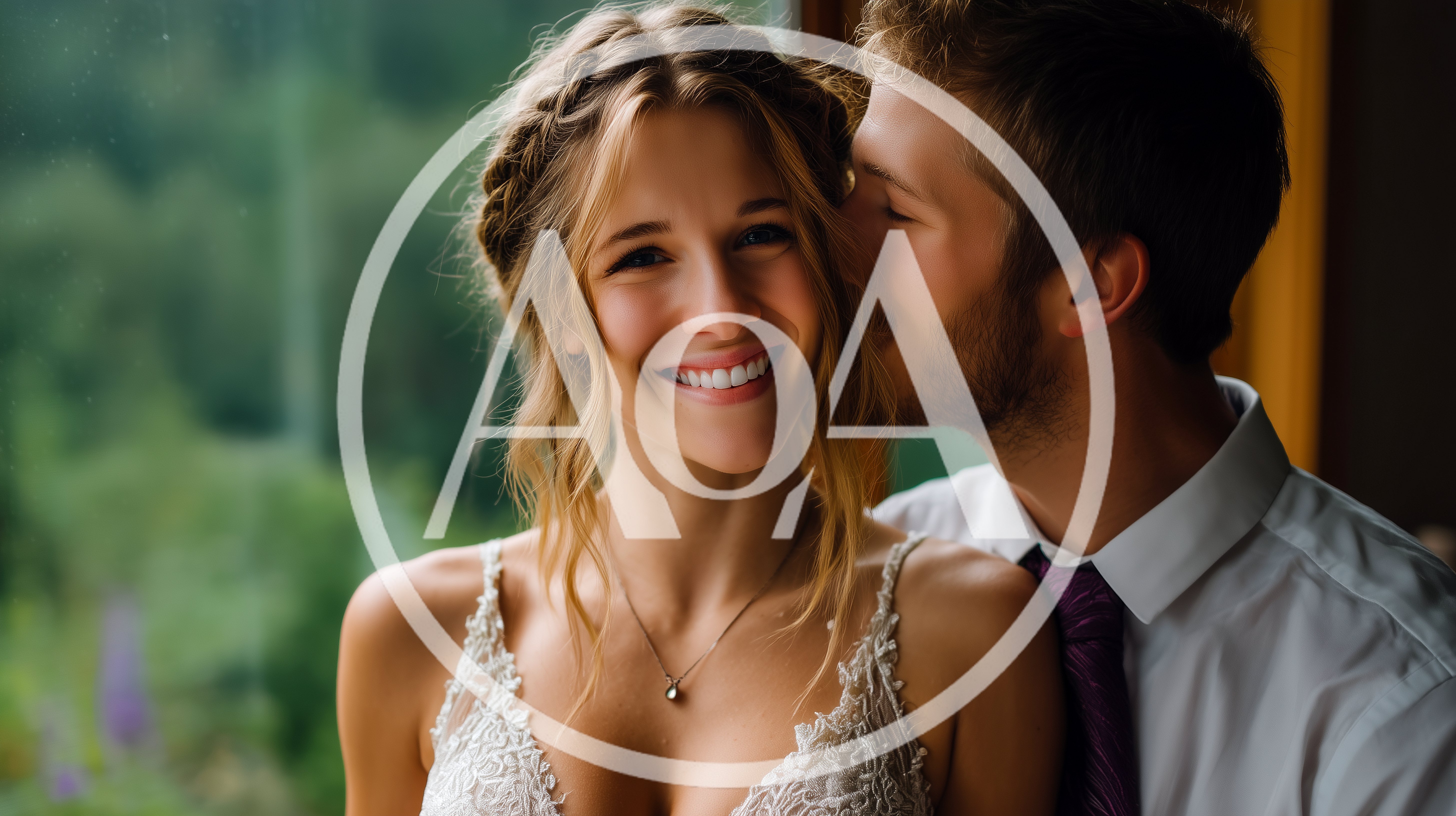 Happy Bride And Groom Sharing An Intimate Moment