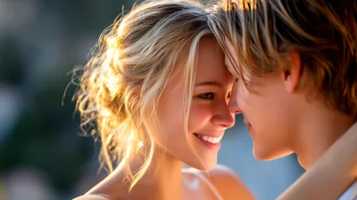 Young Couple Sharing An Intimate Romantic Moment