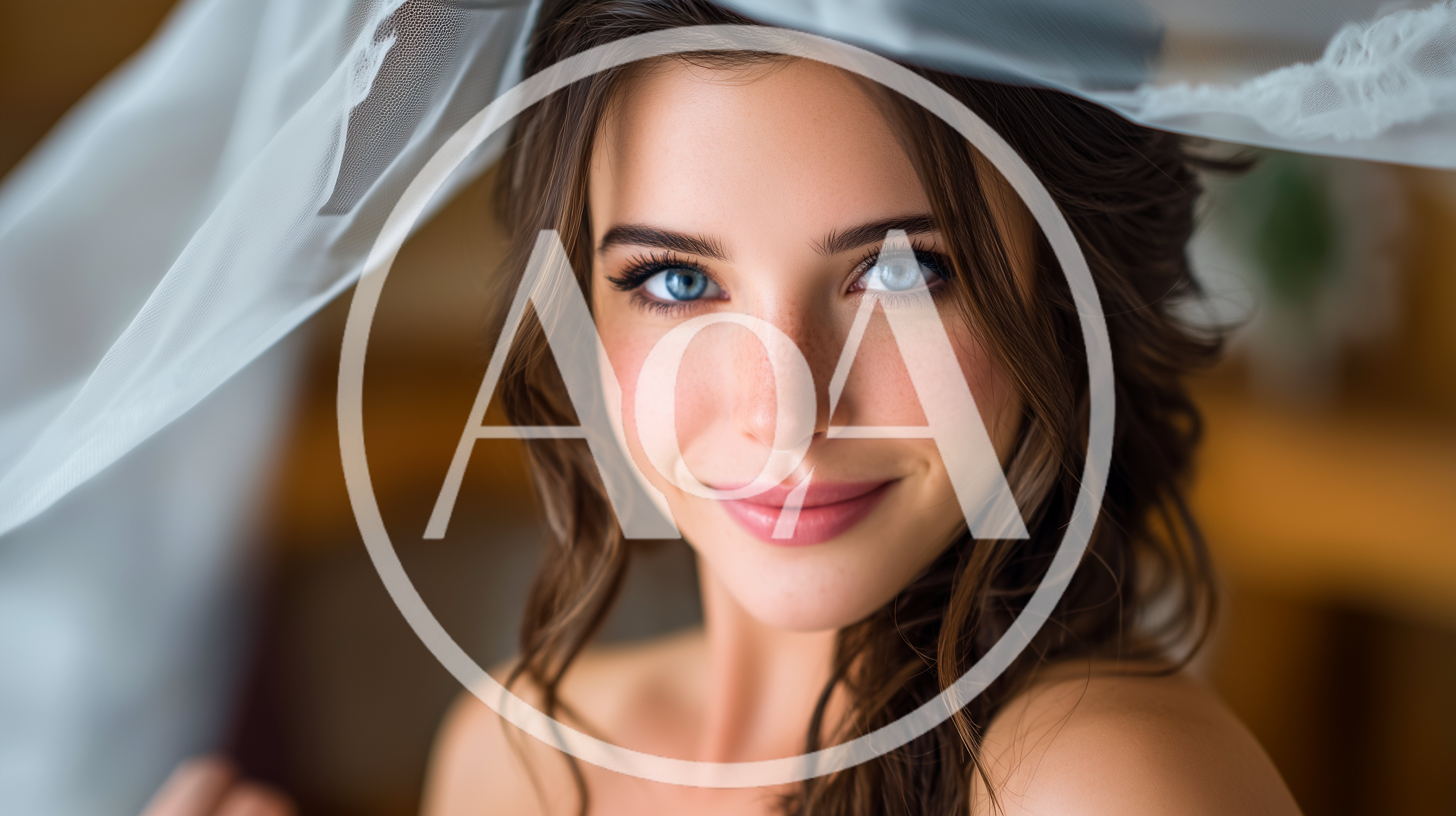 Portrait Of A Beautiful Young Bride With Blue Eyes