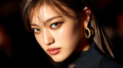 Portrait Of A Young Woman With Green Eyes
