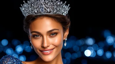Beautiful Woman Wearing A Sparkling Diamond Crown