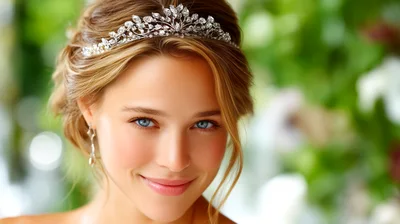 Beautiful Young Bride Wearing A Sparkling Diamond Tiara