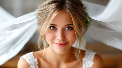 Portrait Of A Beautiful Young Bride With Veil