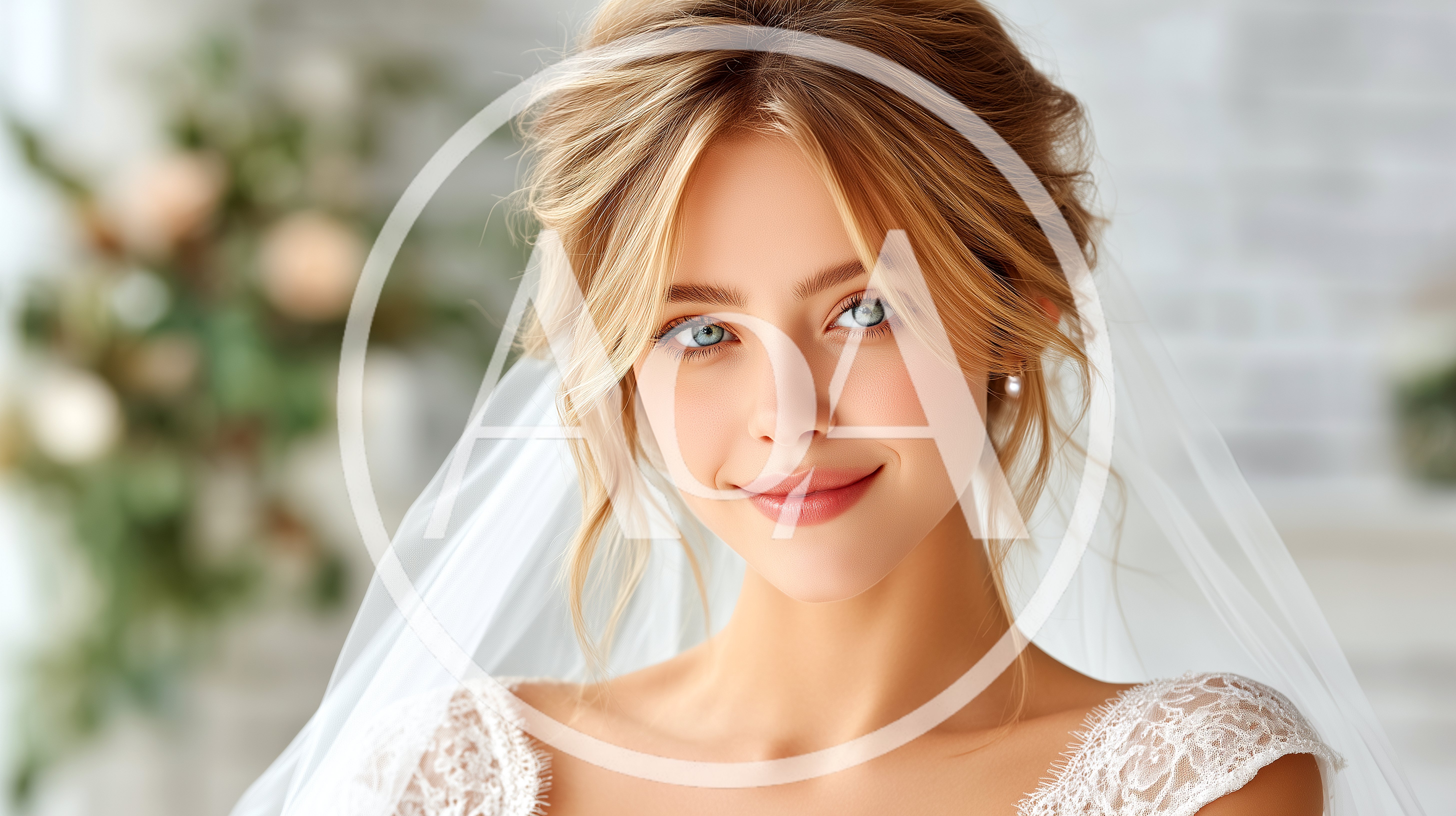 Beautiful Young Bride With Blonde Hair And Veil