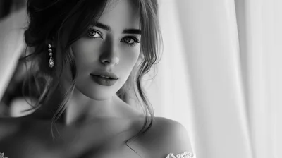 Portrait Of A Beautiful Bride In Black And White