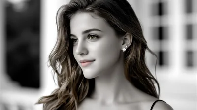 Portrait Of A Beautiful Young Woman With Wavy Hair