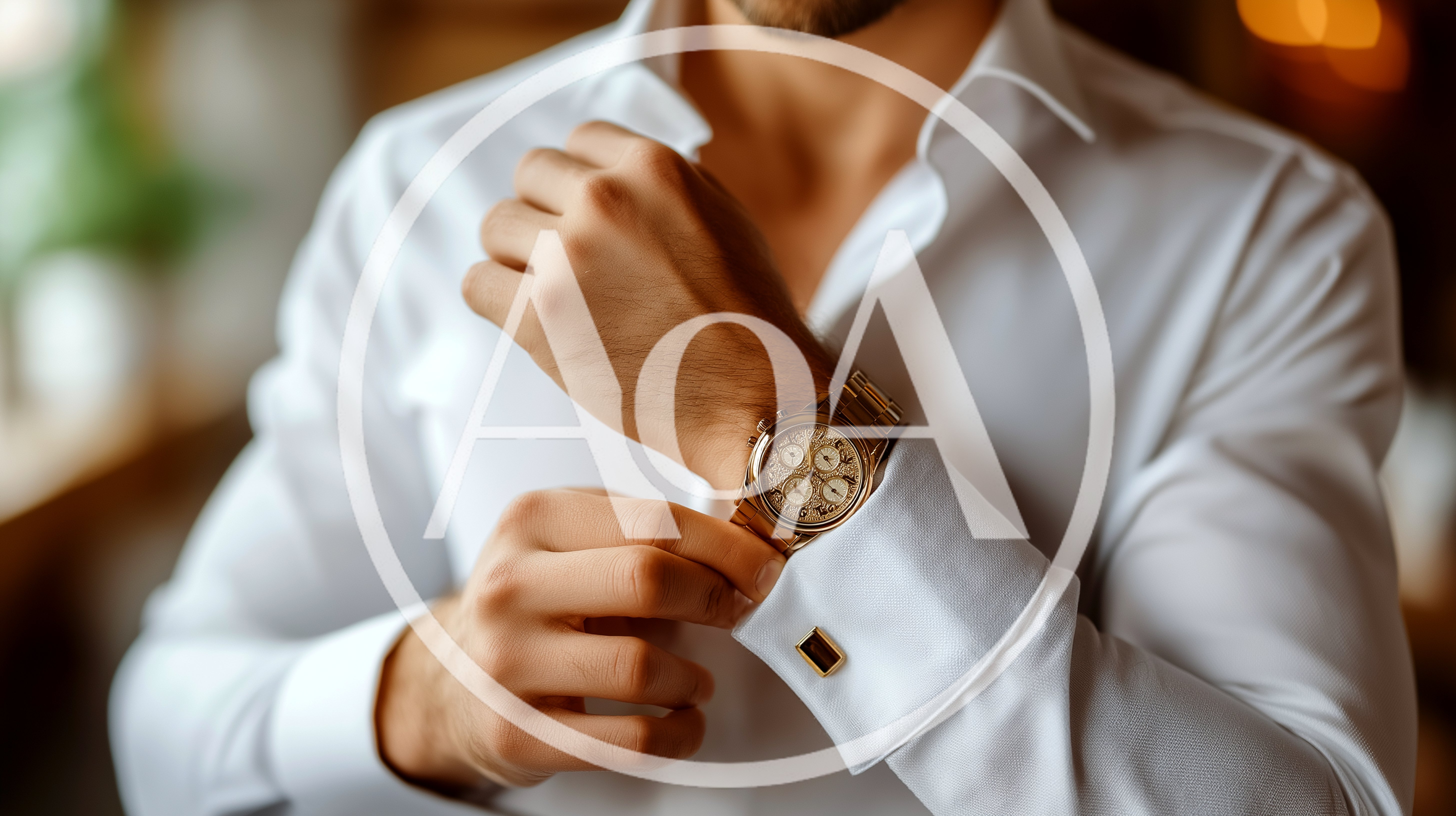 Man Adjusting Cufflinks On White Dress Shirt