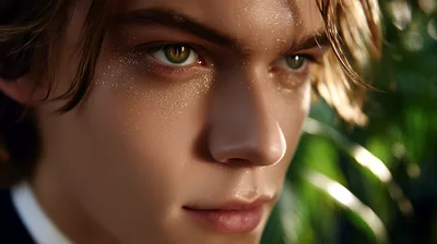 Close Up Portrait Of A Young Man With Glitter