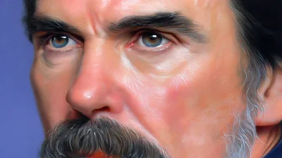 Close Up Portrait Of A Mature Man With Mustache