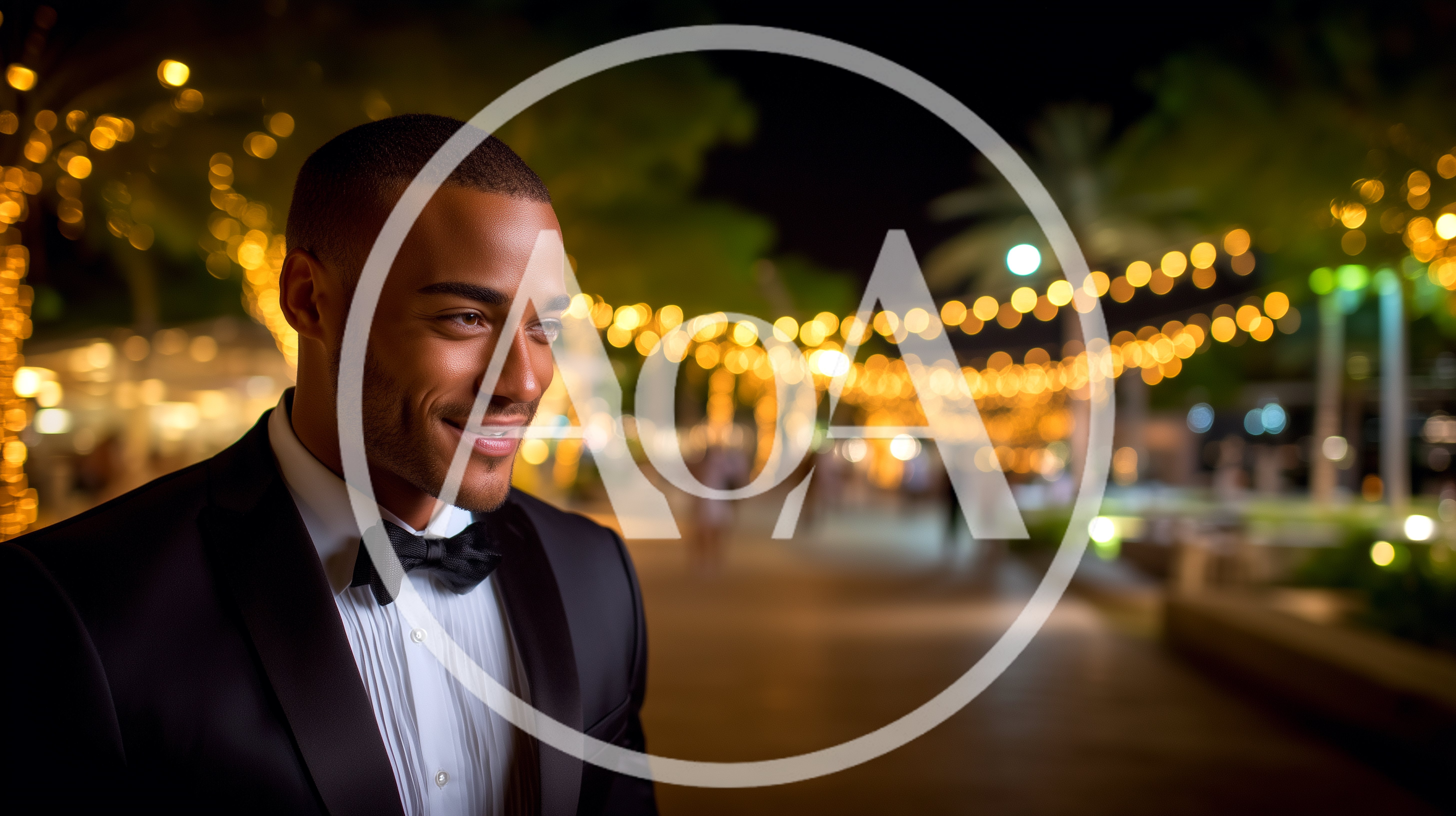 Handsome Man in Tuxedo Smiling at Evening Event