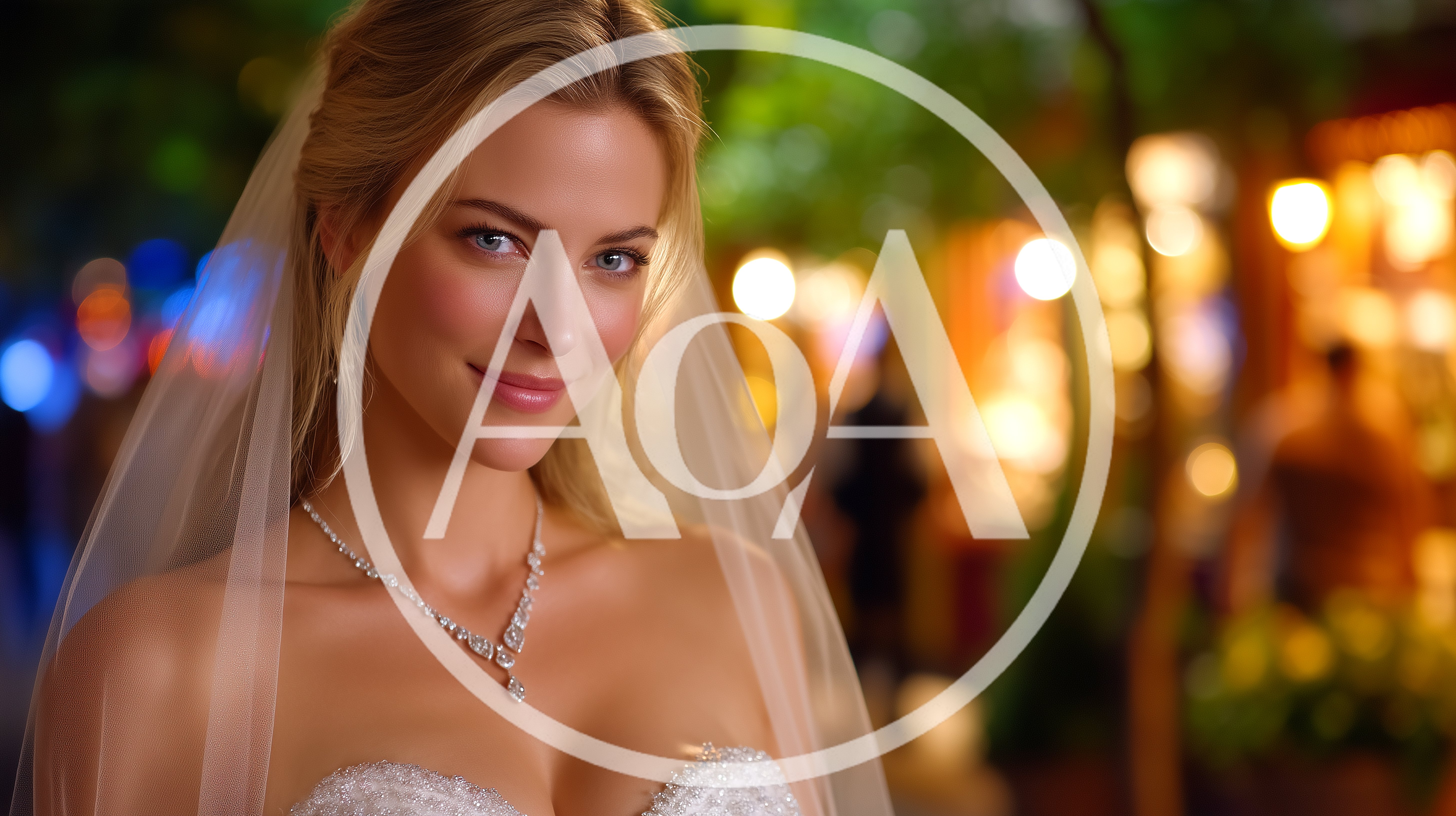 Beautiful Blonde Bride Smiling In Wedding Veil