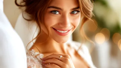Beautiful Bride Smiling With Engagement Ring