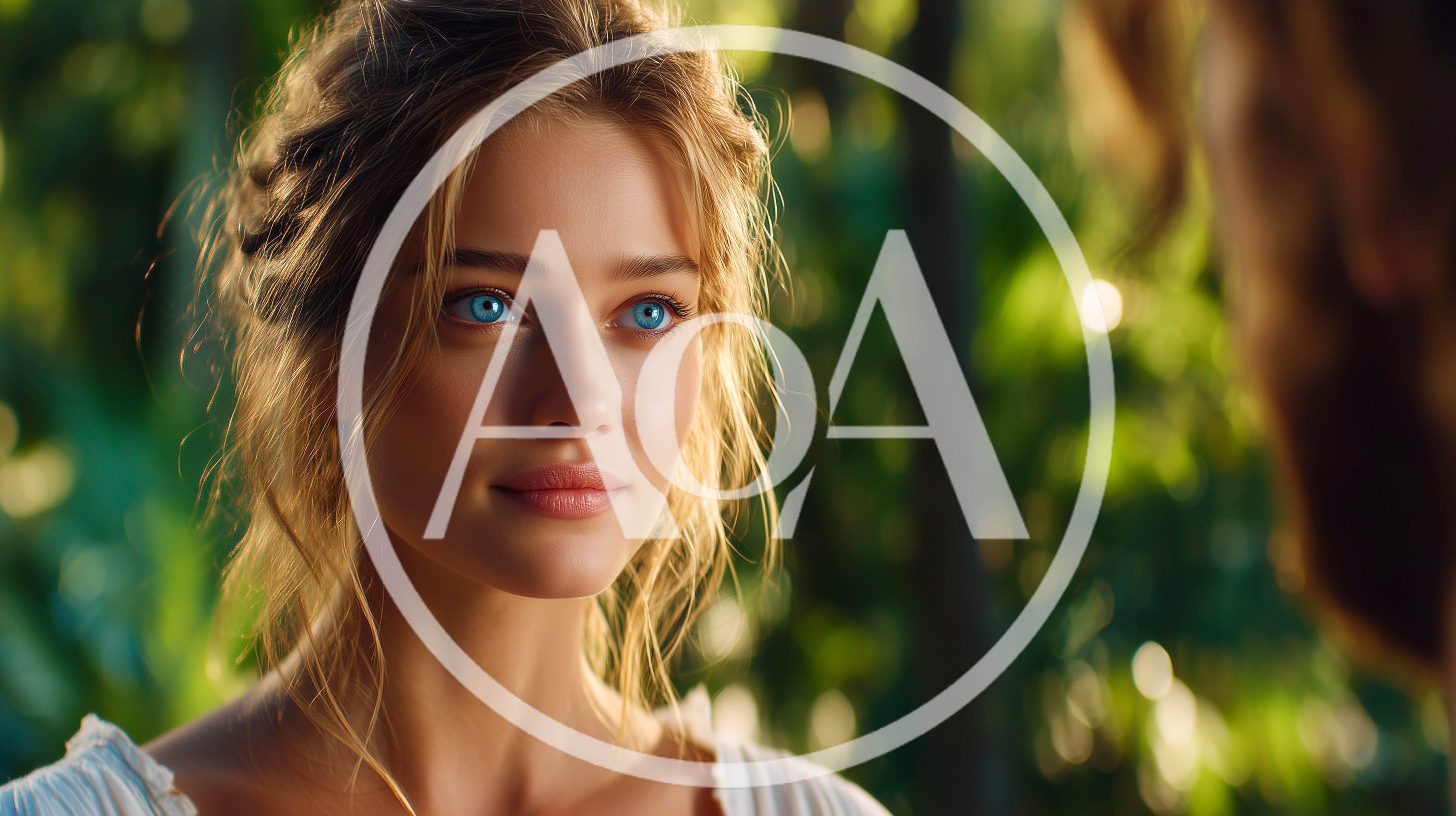 Portrait Of A Beautiful Woman With Bright Blue Eyes