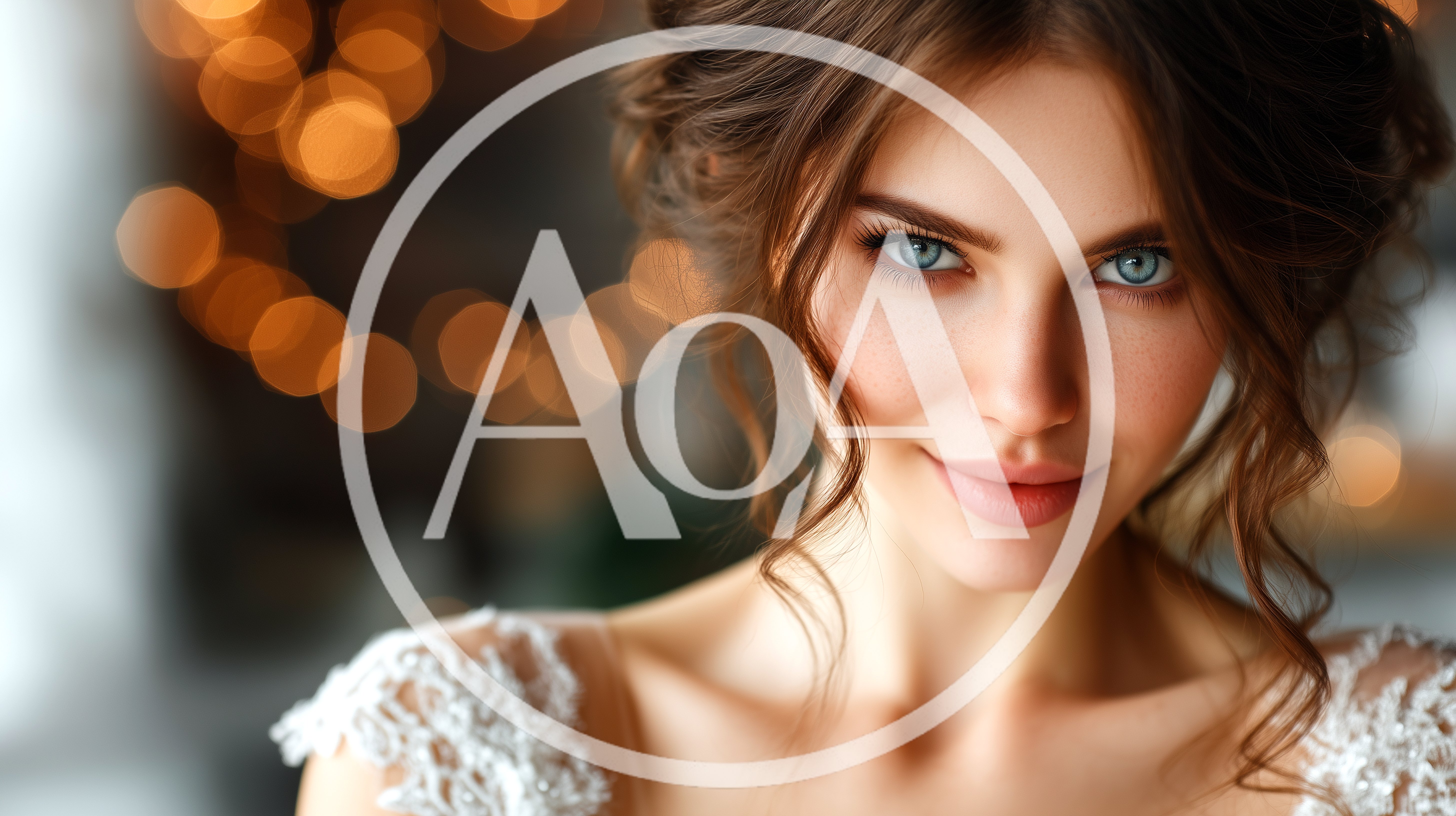 Beautiful Bride With Blue Eyes Looking At Camera