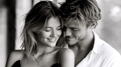 Romantic Couple Embracing In A Tender Moment